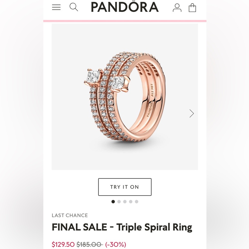 Pandora Triple Spiral Ring